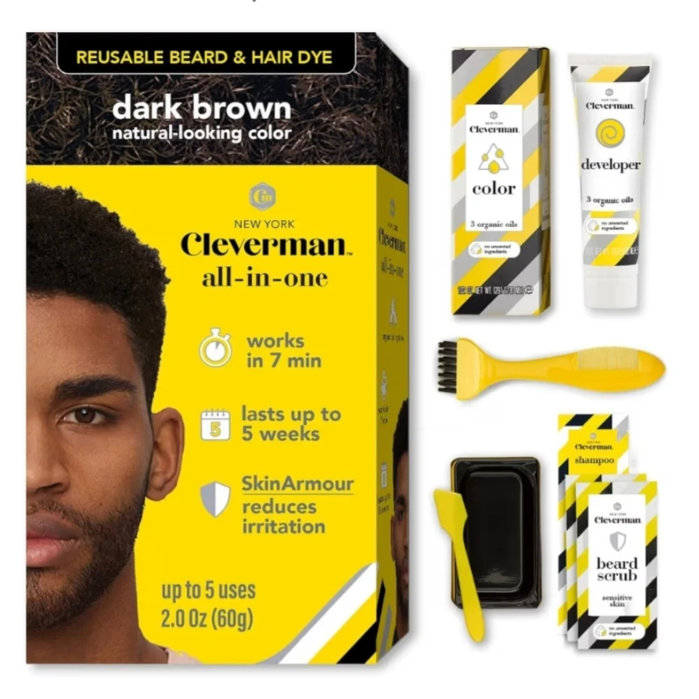 Dark Brown Beard & Hair Dye Kit